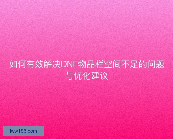 如何有效解决DNF物品栏空间不足的问题与优化建议